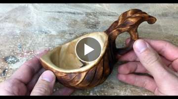 Making a wooden coffee cup out of birch burl wood | by jonas olsen from Norway