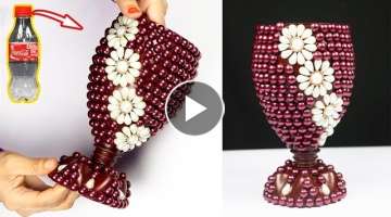 How to Make A Flower Vase At Home | Plastic Bottle Flower Vase | Home decor ideas