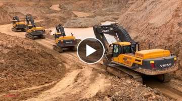 Wow Power Machines Dirt Loading Into Dump Trucks With Volvo EC380DL Excavator