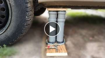 How to make a powerful air jack out of sewage muff