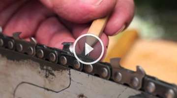 Sharpen a Chainsaw Chain - Tool Tip #10 Making Sawdust? How to hand sharpen a chainsaw chain