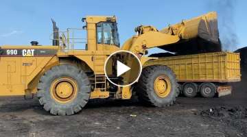 Caterpillar 990 Wheel Loader Loading Coal On Trucks - S.G.M Melidis