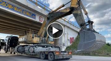 Transporting By Side The Cat 365B Excavator - Fasoulas Heavy Transports
