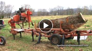 Wood Mizer saws Large Pecan log into flooring! Southern Indiana Sawmill