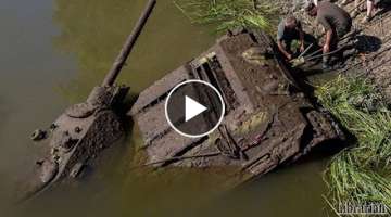T-34/76 Tank Pulled Out Of River