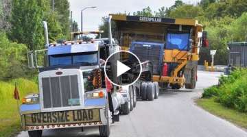 Caterpillar 777 Mining Haul Truck Transported by 11 Axle Lowboy