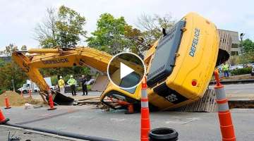 Crazy Excavator Operator Skills | Heavy Equipment Fails, Tips Over and Falls off Cliff